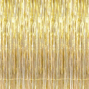 3.2 ft x 9.8 ft Metallic Tinsel Foil Fringe Curtains for Party Photo Backdrop Wedding Decor