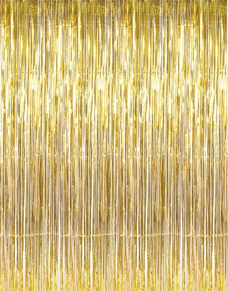 3.2 ft x 9.8 ft Metallic Tinsel Foil Fringe Curtains for Party Photo Backdrop Wedding Decor image 1