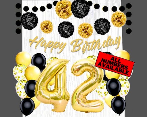 Palloncini Compleanno Festone 40 Anni Striscione 40 Anni Compleanno - Oro E Nero Buon Compleanno Elvis Vinile