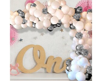 Balloon Arch Garland Kit -124 Pieces White, Silver and Silver Confetti Latex Balloons for Baby Shower, Birthday or Wedding Decorations