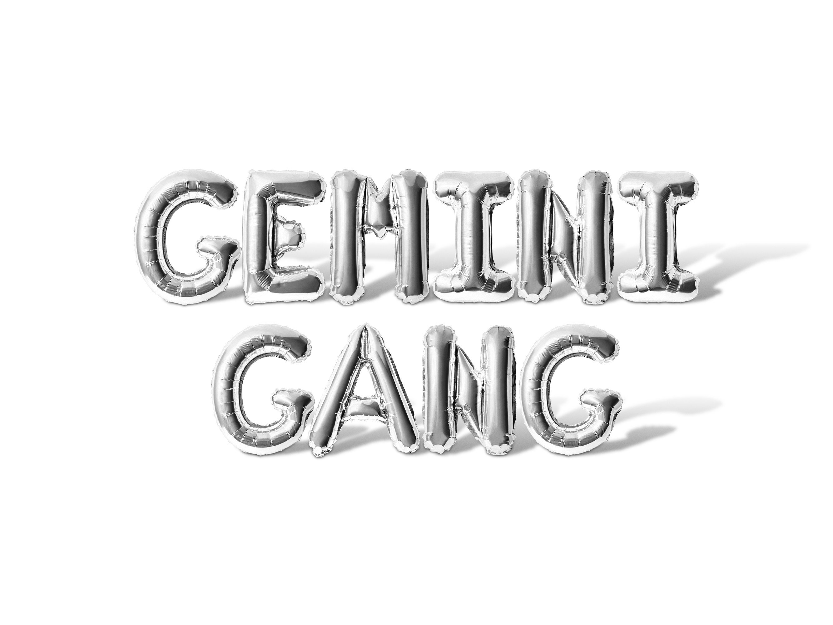 GEMINI GANG Letter Balloon Banner - 10 Color Options - Gemini
