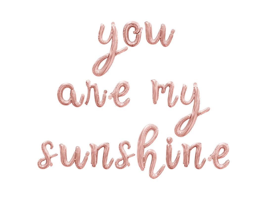You Are My Sunshine Cursive Letter Balloon Banner - Gold, Rose Gold ...