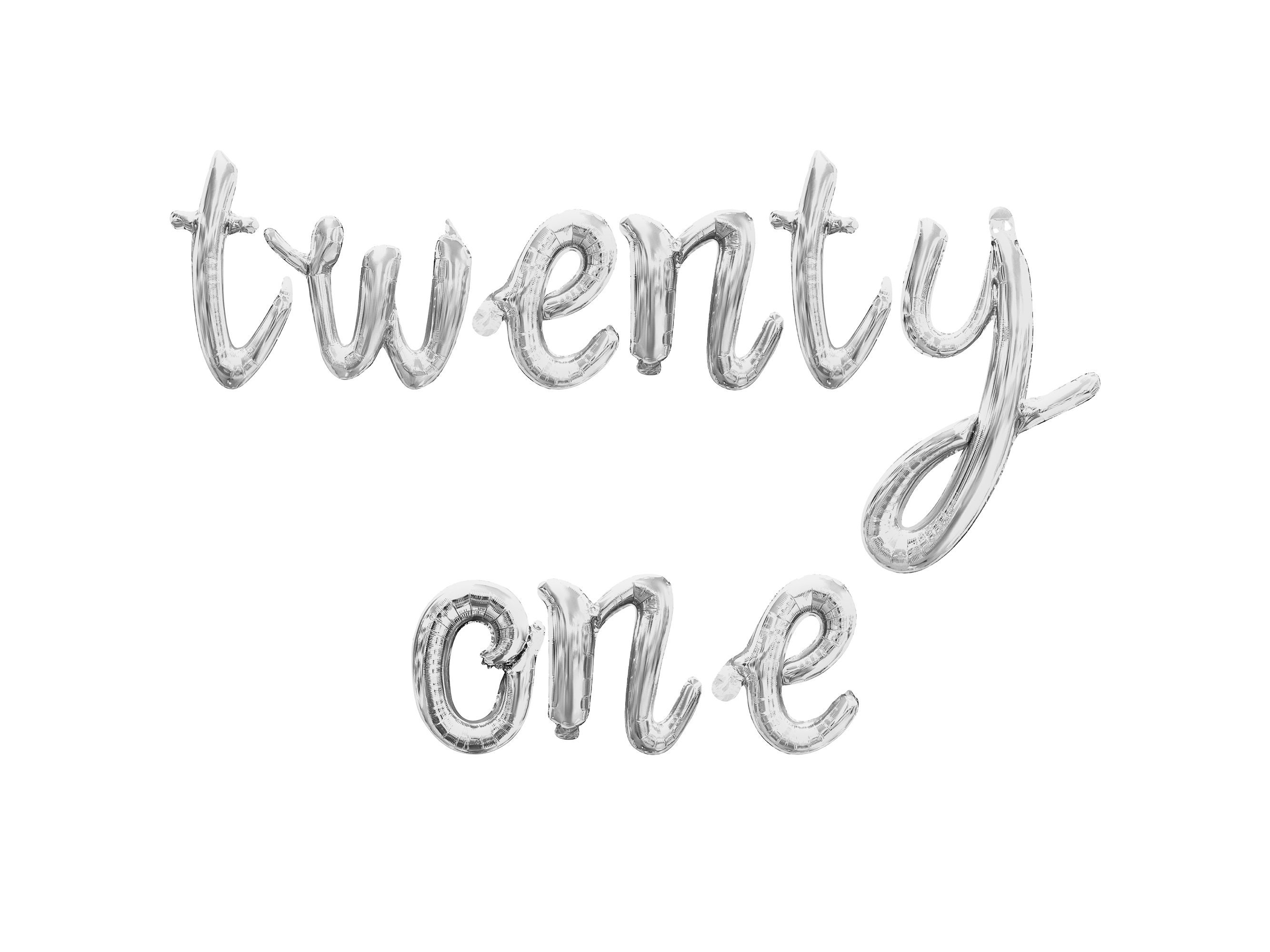 Twenty One In Cursive TWENTY ONE Cursive Letter and Number Balloon Banner - Gold, Rose Gold ...