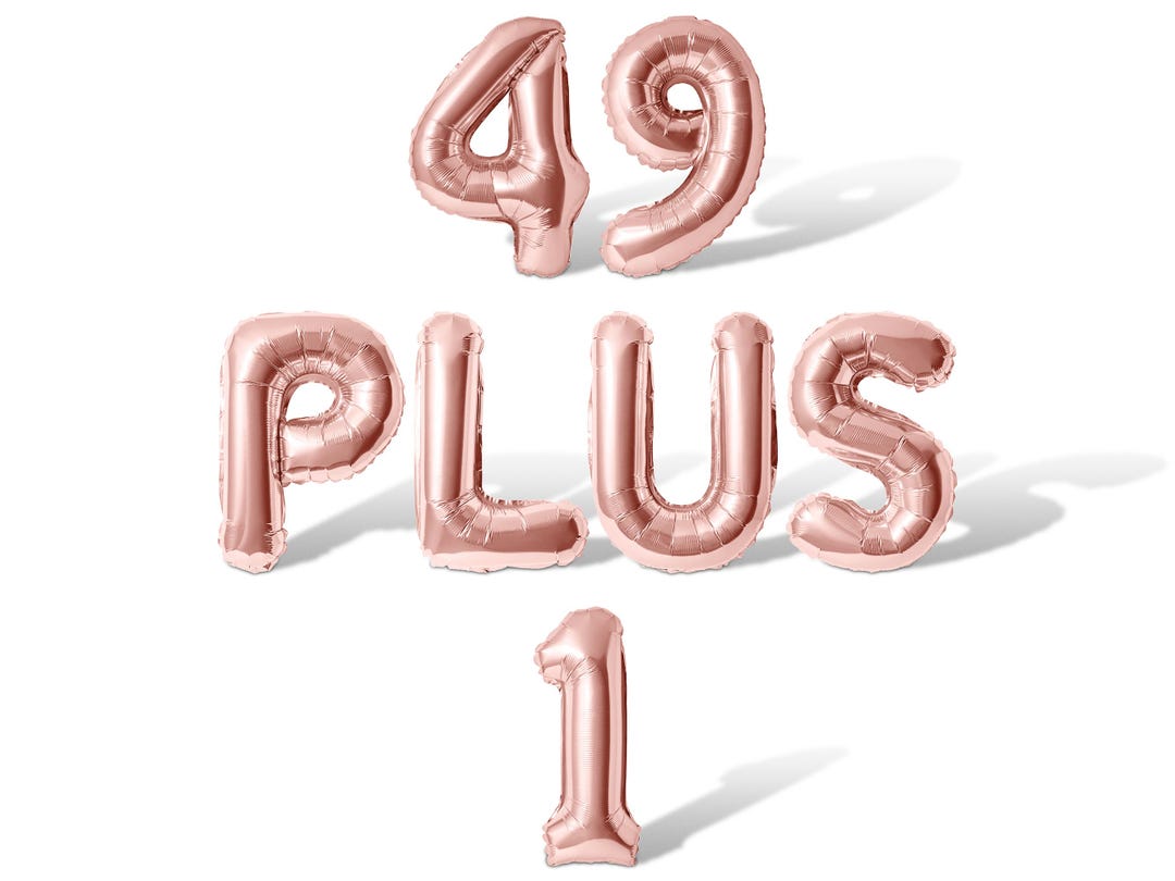 49 PLUS 1 Letter Balloon Banner - 10 Color Options - 50th Birthday ...