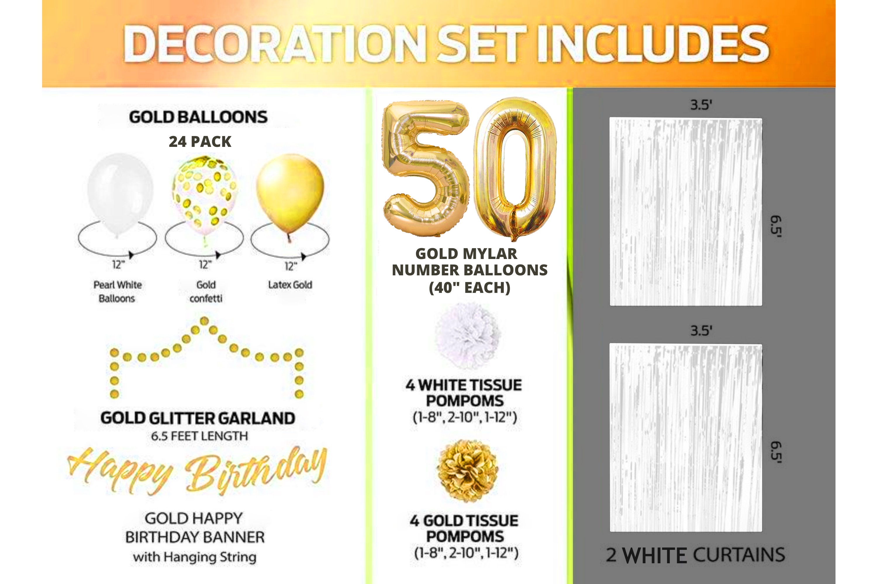 RV Decoración de 50 cumpleaños para hombres y mujeres, globos de 50  cumpleaños de oro blanco con dec Sailing Electrónica