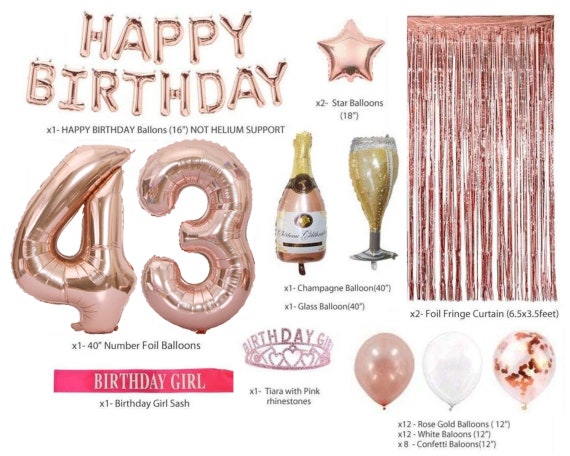 Kit Décoration Anniversaire Izoel - Ballons Rose, Guirlande Happy Birthday, Nappe Rose Or - Neuf Dans Son Emballage