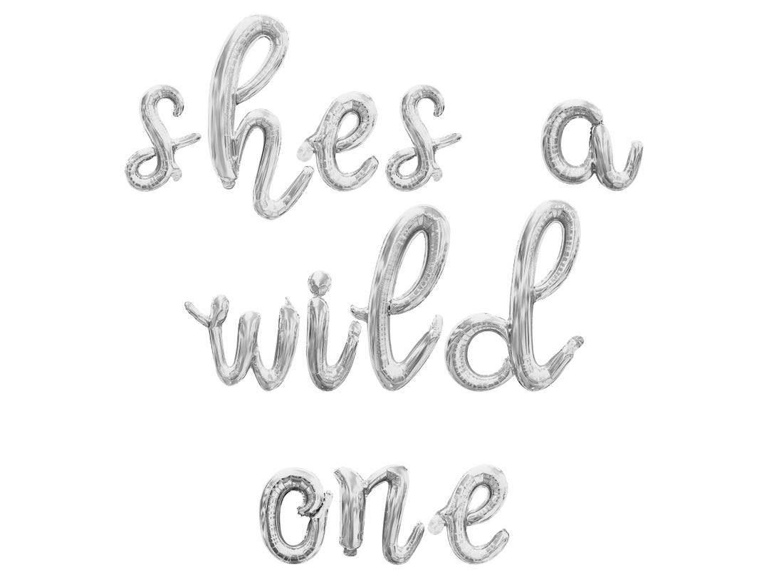 SHES A WILD ONE Cursive Letter Balloon Banner - Gold, Rose Gold ...