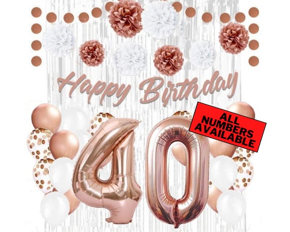 Conjunto, decoraciones de 40 cumpleaños para mujeres Decoraciones de 40  años para mujeres Globos de 40 cumpleaños