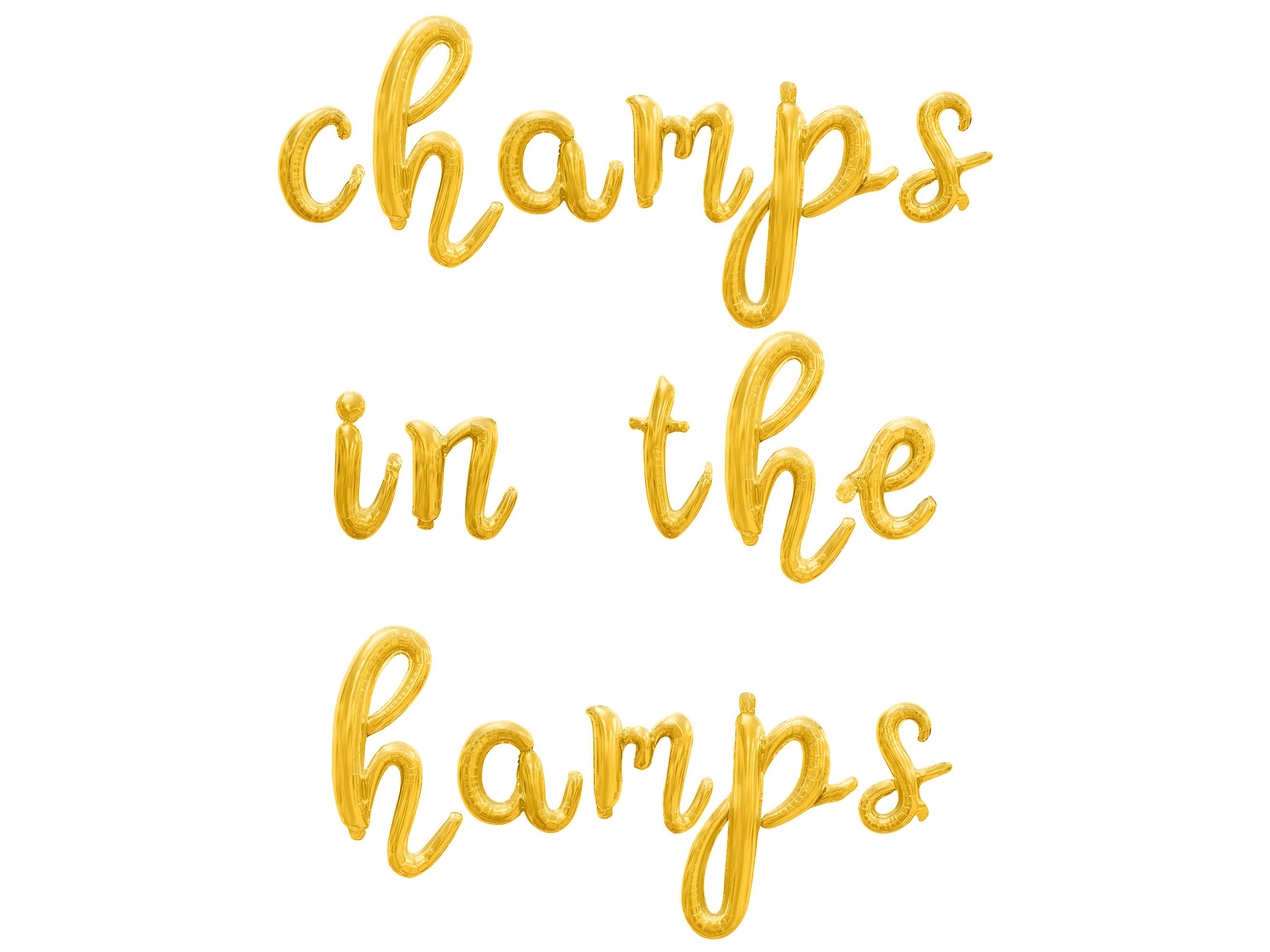 Champs in the Hamps Cursive Letter Balloon Banner - Gold, Rose Gold ...