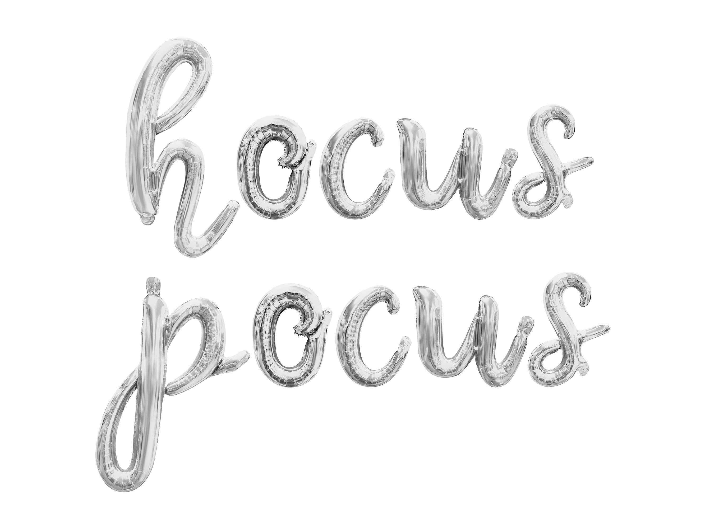 HOCUS POCUS Cursive Letter Balloon Banner - Gold, Rose Gold & Silver ...