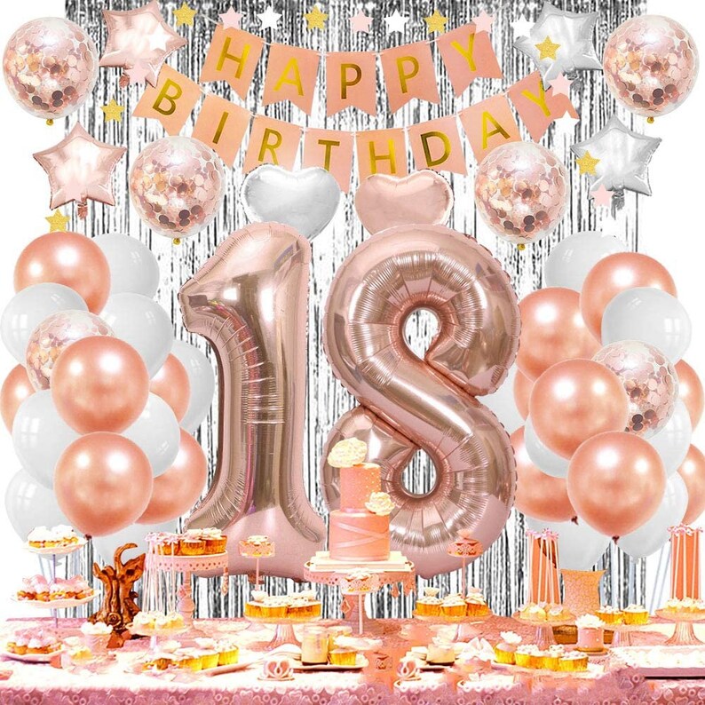 18th Birthday Decorations For Girls Rose Gold 18th Birthday