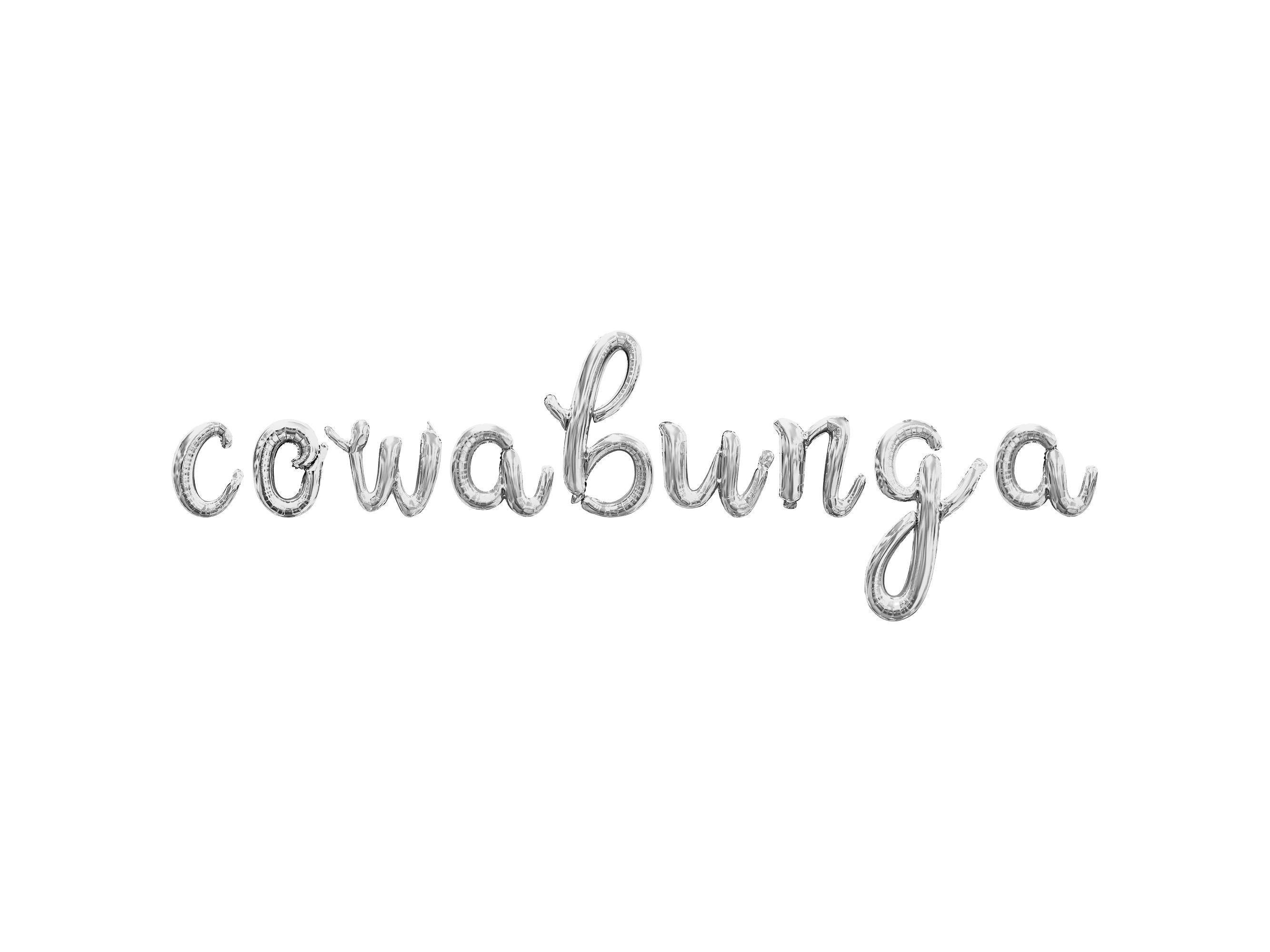 COWABUNGA Letter Balloon Banner - Gold, Rose Gold & Silver - Birthday ...