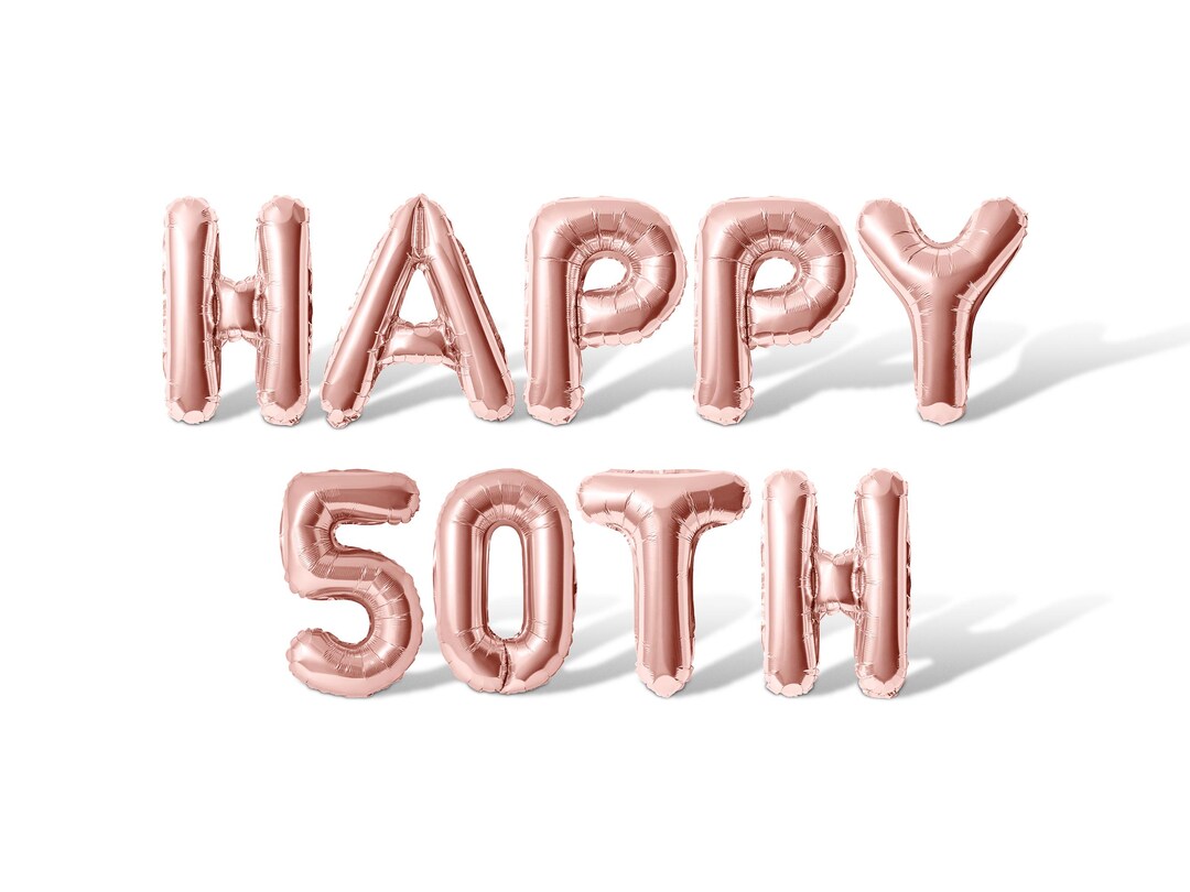 HAPPY 50TH Letter & Number Balloon Banner - 10 Color Options - 50th ...
