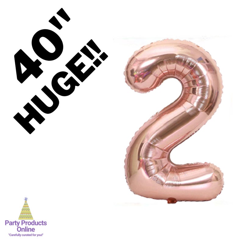 40 Inch Rose Gold Jumbo Number Balloons Huge Giant Foil Mylar Number Balloons for Birthday Party or Photo Shoot Self-Sealing Balloons image 3