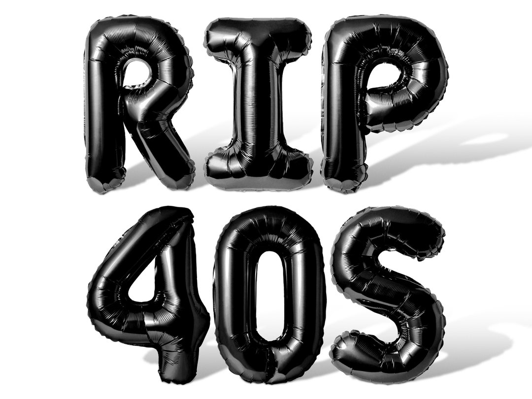 RIP 40S Letter & Number Balloon Banner - 10 Color Options - 50th ...