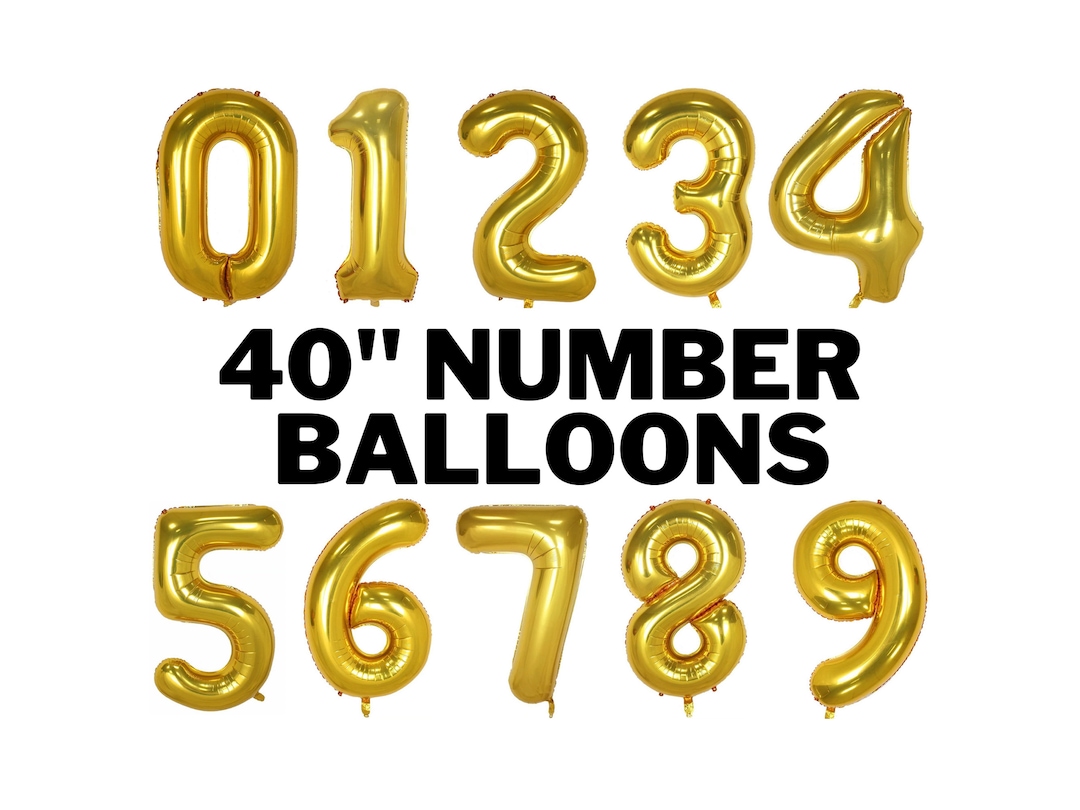 40 Inch Gold Jumbo Number Balloons Huge Giant Foil Mylar Number