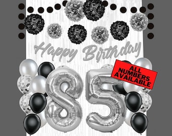 Ballons Décoration 80 Ans Anniversaire,Noir Décoration Gâteau