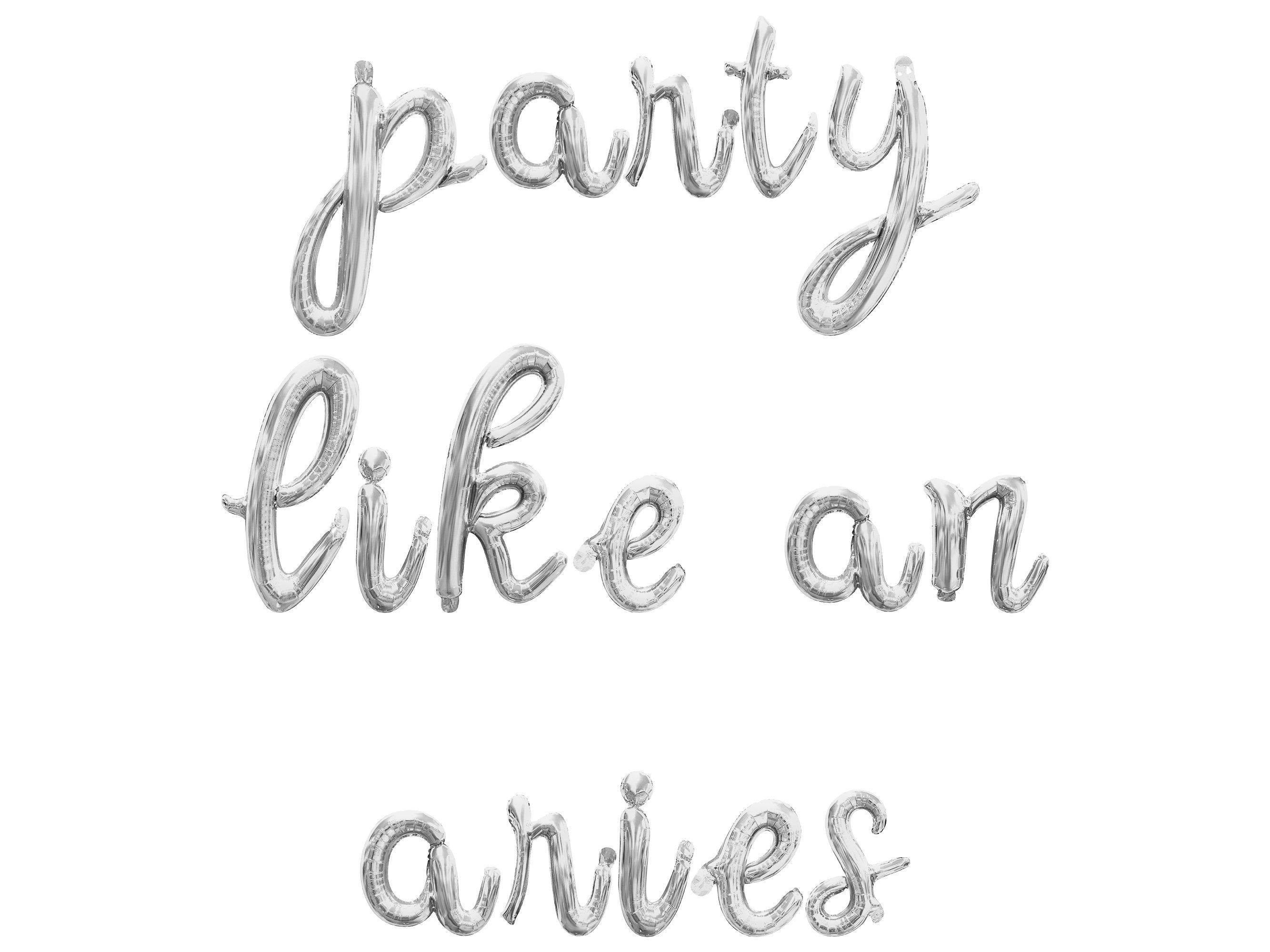 Party Like an Aries Cursive Letter Balloon Banner - Gold, Rose Gold ...