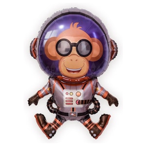 32" Astronaut Monkey Balloon - Outer Space Party - Transportation Birthday - Foil Balloon - Birthday Party - Space Monkey