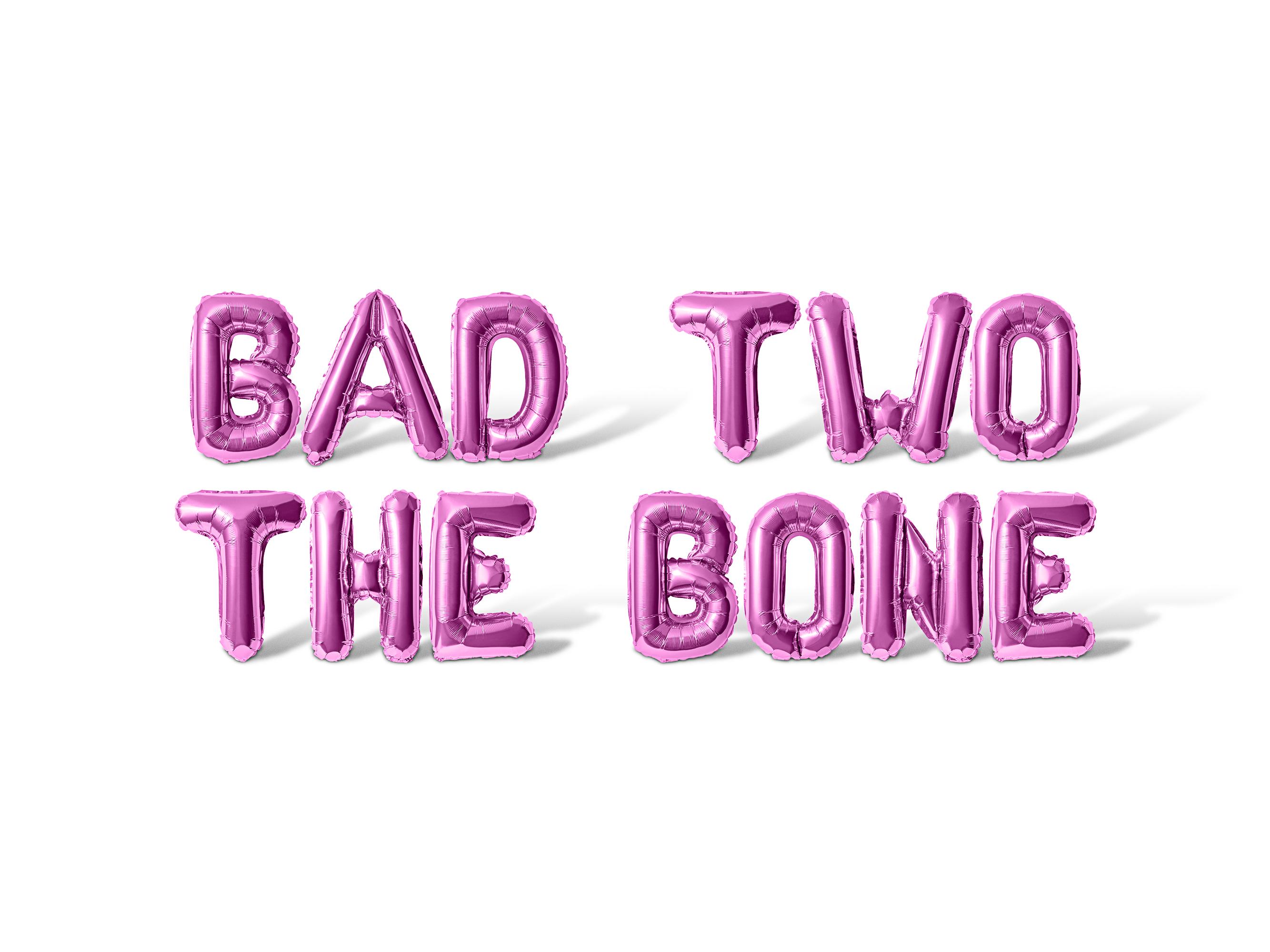 Bad Two The Bone Letter Balloon Banner - 10 Color Options - 2nd Birthday Party Decorations - 16" Foil Mylar Balloons Party Supply Decor