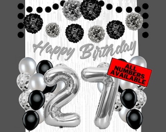 Black 27 Number Balloons 40 Inch Jumbo Foil - Perfect For 27th Birthday Parties & Anniversaries