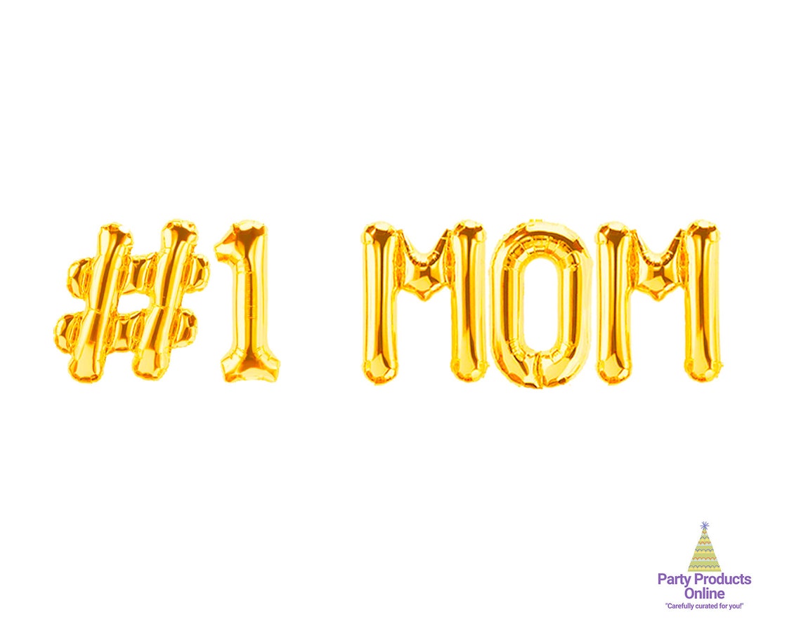 A 1 MOM Letter Balloon Banner Gold & Silver Mom Birthday - Etsy