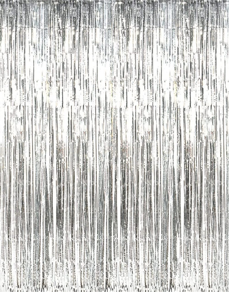 3.2 ft x 9.8 ft Metallic Tinsel Foil Fringe Curtains for Party Photo Backdrop Wedding Decor image 4