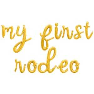 MY FIRST RODEO Letter Balloon Banner - Cursive Script Letter Balloons - Gold, Silver & Rose Gold - 1st Birthday Party Decorations