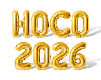 HOCO 2026 Letter Balloon Banner - 10 Color Options - Homecoming Party Decorations - 16" Balloons High School, College Alumni Party Supply