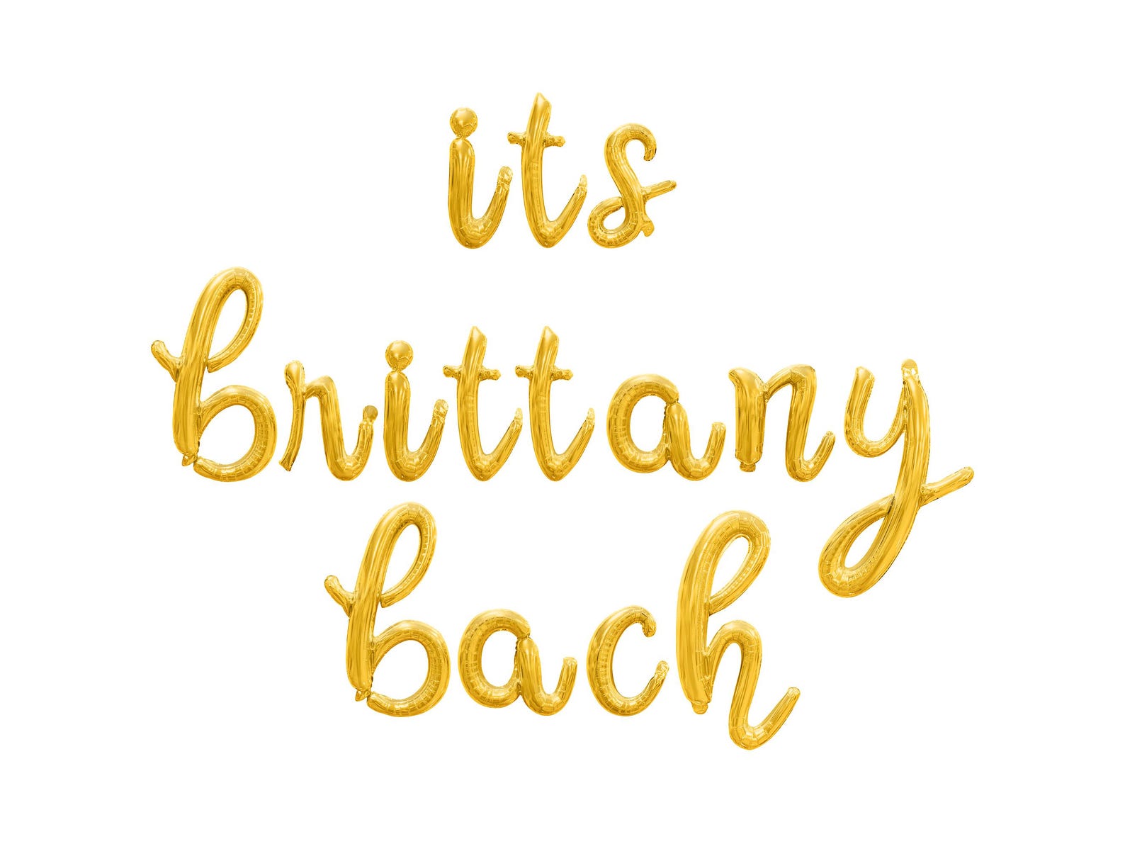 Nat Brittany Fancy Letters ITS BRITTANY BACH Cursive Letter Balloon Banner - Gold, Rose Gold ...