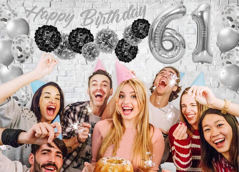 Awesome Since 1960 Pre-Strung 61st Birthday Banner | Silver Glittery 61 Years Old Party Decorations For Men & Women