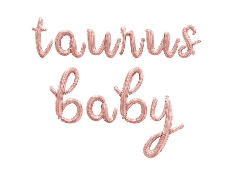 Taurus Cursive TAURUS BABY Cursive Script Letter Balloon Banner - Gold, Rose Gold ...