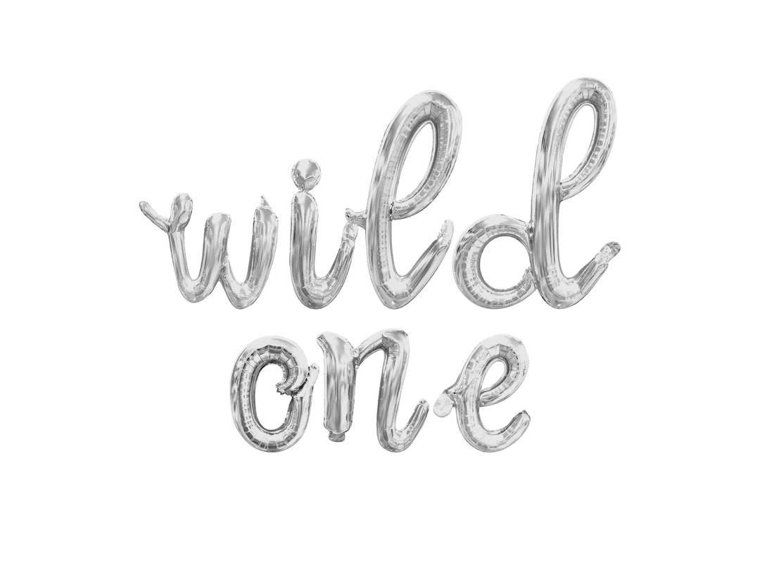 WILD ONE Cursive Letter Balloon Banner - Gold, Rose Gold & Silver Party ...