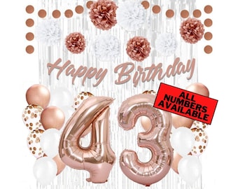 Striscione Porta Per 43° Compleanno Donna – Oro Rosa, 90x180 Cm – Tessuto Vinile Con Occhielli, Decorazione Festa