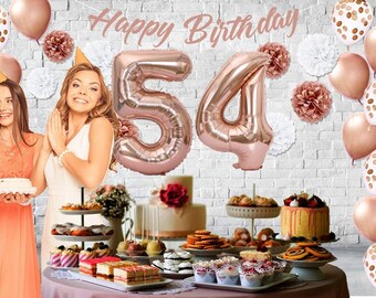 Rose Gold 54th Birthday Decorations for Women 40