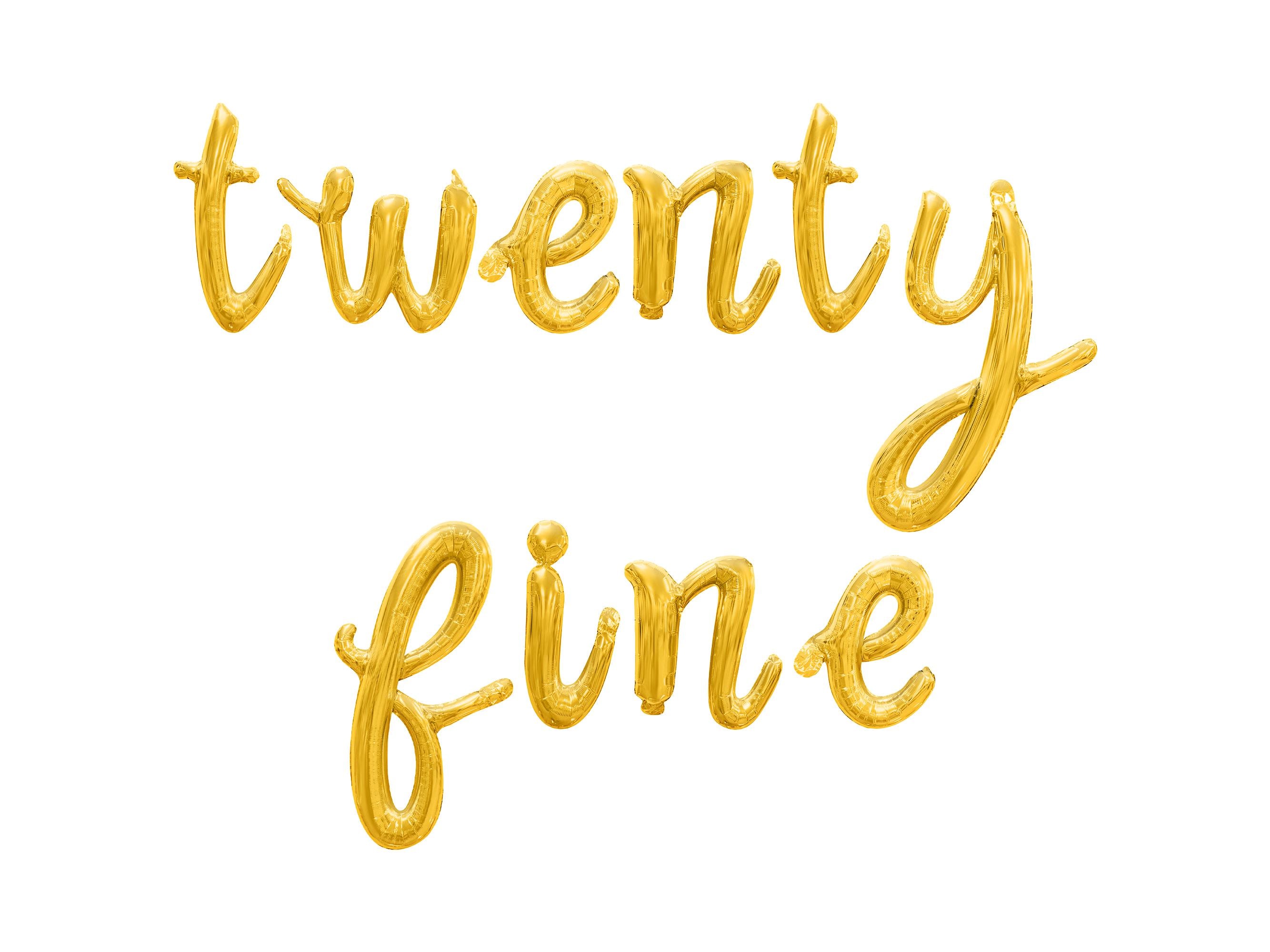 TWENTY FINE Cursive Letter Balloon Banner - Gold, Rose Gold & Silver ...