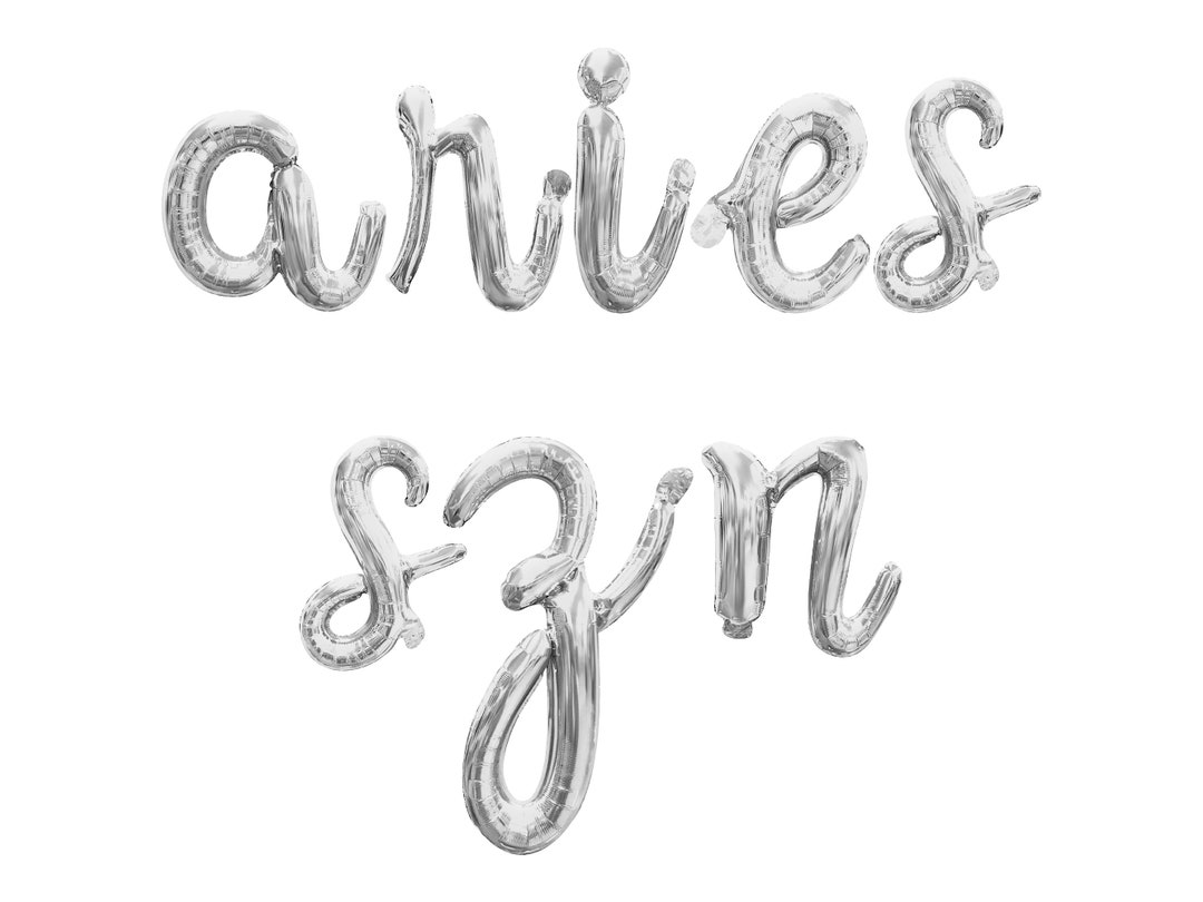 ARIES SZN ENERGY Cursive Script Letter Balloon Banner - Gold, Rose Gold ...