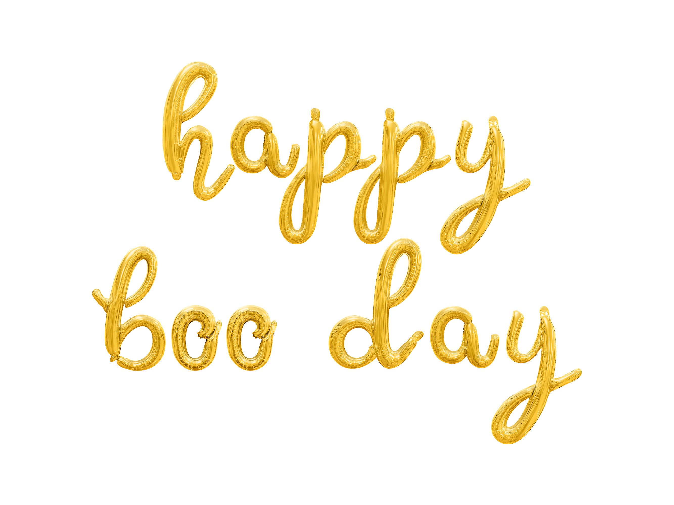 HAPPY BOO DAY Cursive Letter Balloon Banner - Gold, Rose Gold & Silver ...