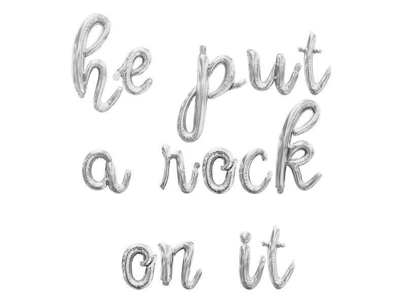 He Put A Rock on It Cursive Letter Balloon Banner - Gold, Rose Gold ...