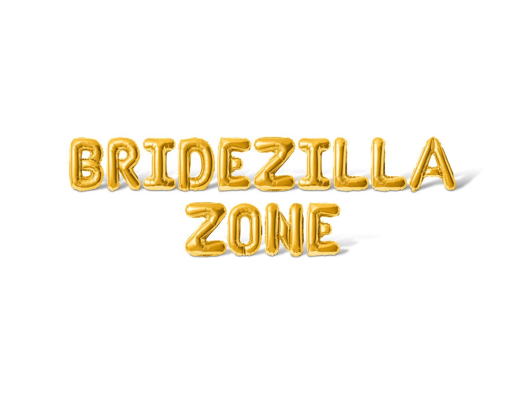 BRIDEZILLA ZONE Letter Balloon Banner - 10 Color Options - Bachelorette ...