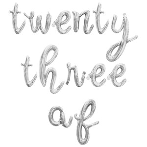 TWENTY THREE AF Cursive Letter Balloon Banner - Gold, Rose Gold ...