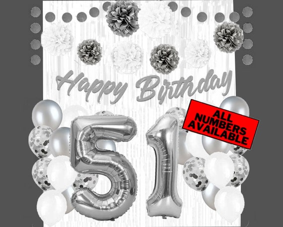 Decoraciones para fiesta de cumpleaños de 30 años en oro negro, 30 globos,  pancartas de feliz cumpleaños número 30, pompones de papel, globos de  aluminio para hombres y mujeres, decoración para adultos