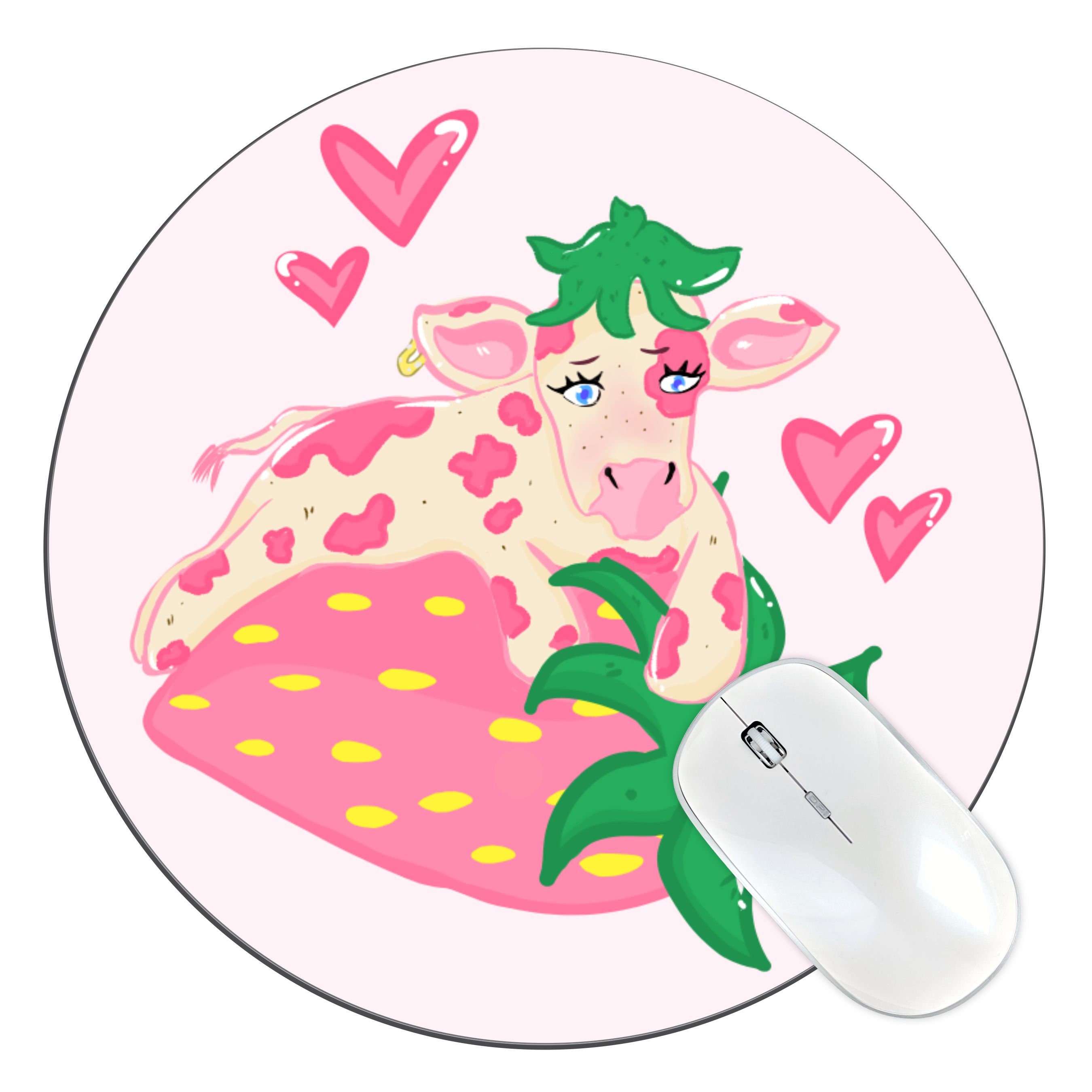 Strawberry Cow Mouse Pad Cottagecore Kawaii Soft Girl Etsy