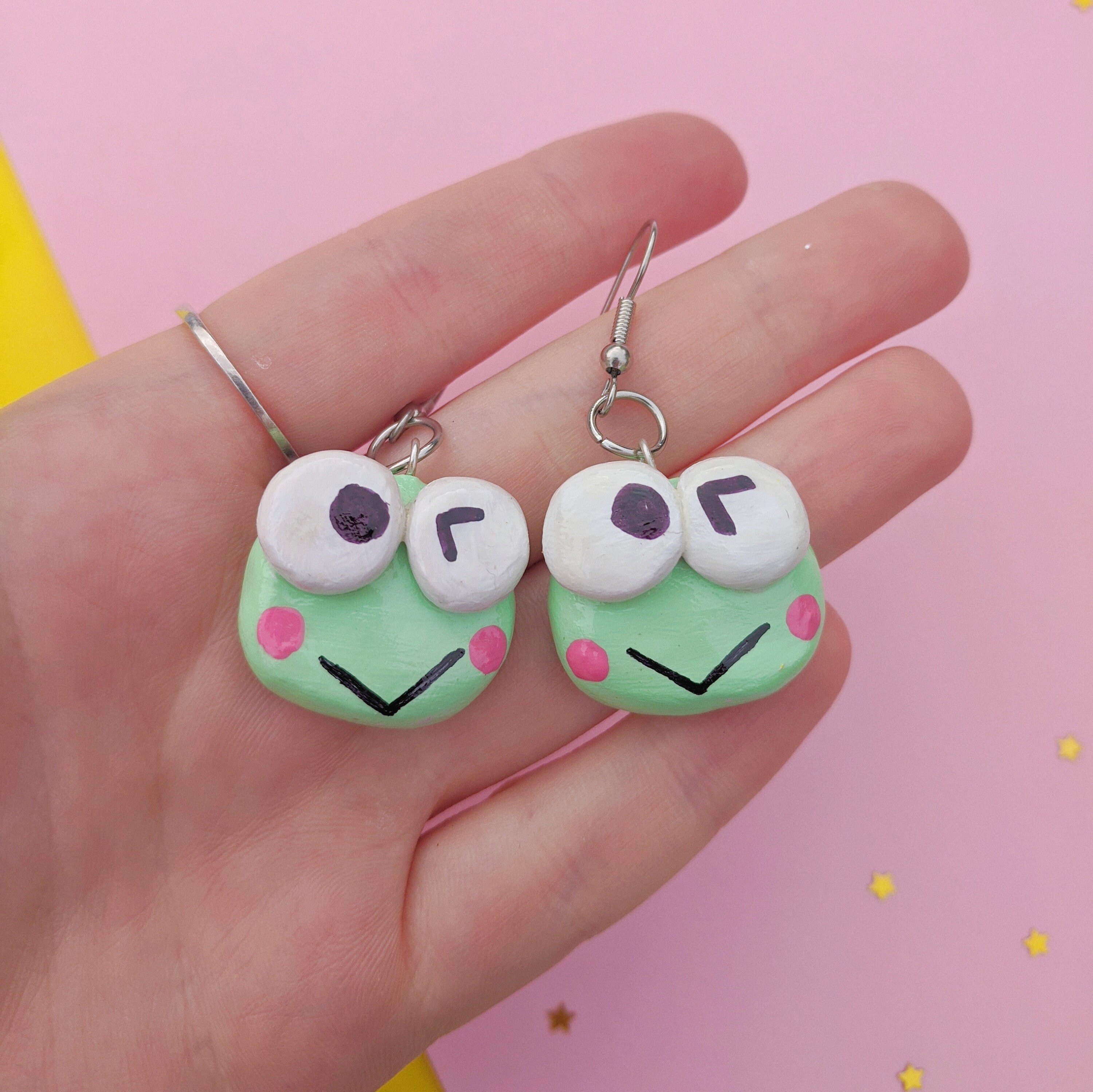 Keroppi Handmade Clay Earrings Aesthetic Kidcore Vibes | Etsy