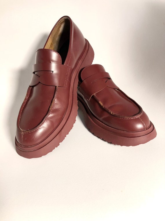 Camper Unisex Walden Burgundy Leather Loafers - Etsy Israel