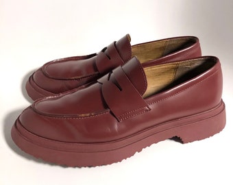 Camper Unisex Walden Burgundy Leather Loafers - Etsy