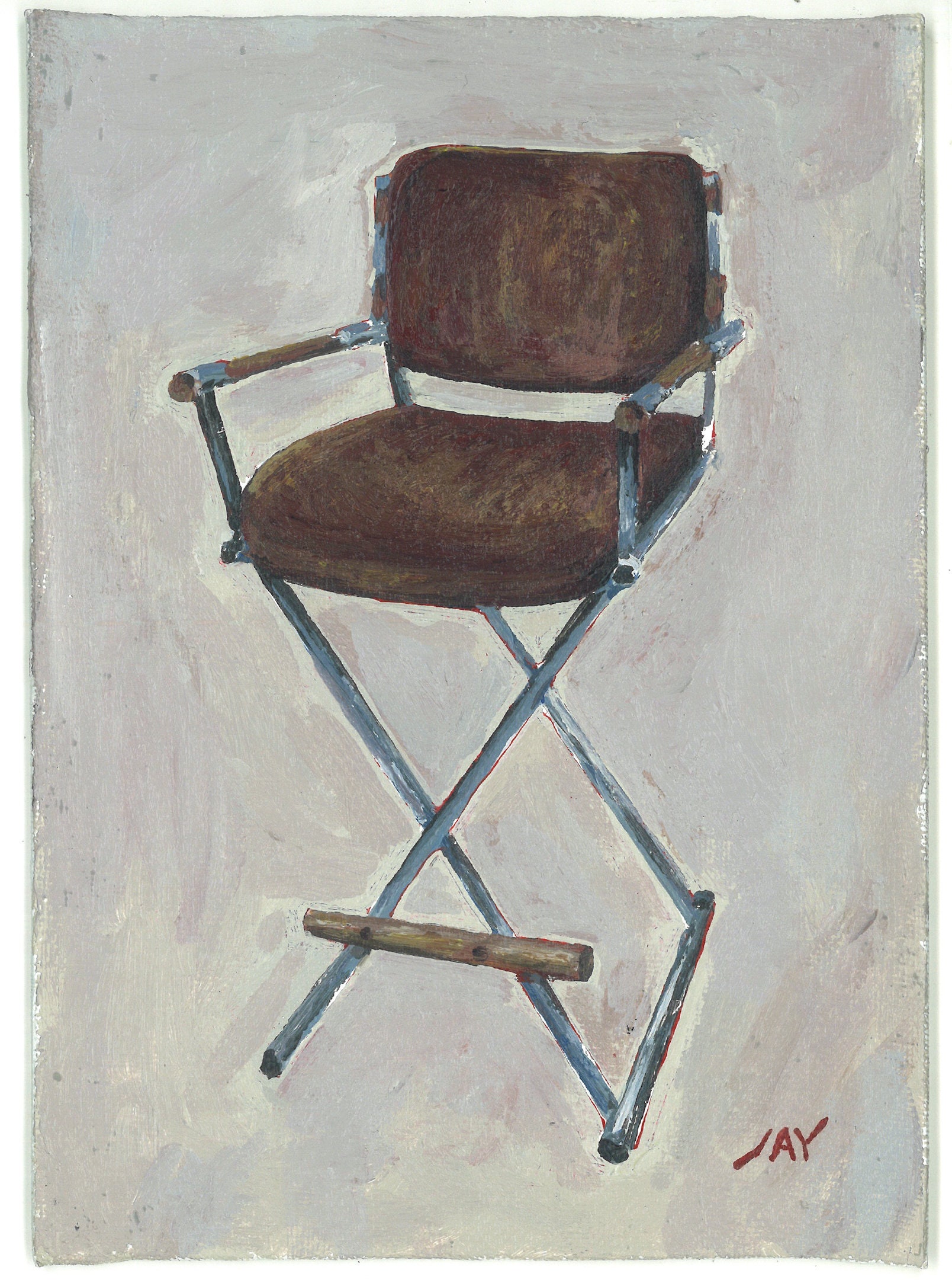 Original Painting - Director's Chair in Teak Frame - Framed & Ready to Hang