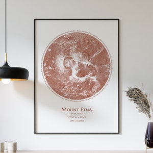 Ätna Karte Drucken | Italien Volcano - Bergkarte Druck - Konturenkarte - Topographische Karte - Wander Geschenk