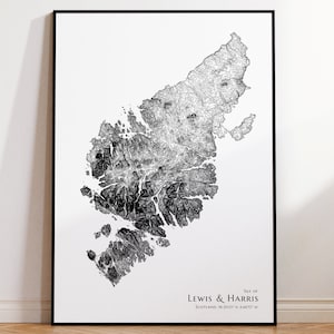 Île de Lewis et Harris Hébrides extérieures | Écosse - impression de carte d'île écossaise - carte des contours - carte topographique - cadeau de voyage
