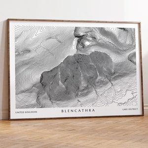 Blencathra Saddleback Topographische Konturkarte - Lake Distrikt Druck - England Reise Poster - Wainwrights Mountain Druck